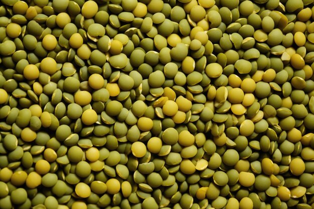 Lentilha: O Grão da Sorte e da Saúde 1 Tigelas com lentilhas verdes, vermelhas e marrons, grãos secos e cozidos, com folhas de louro e alho ao redor